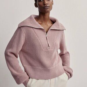 Varley Mentone Half Zip Knit Pullover Pale Mauve